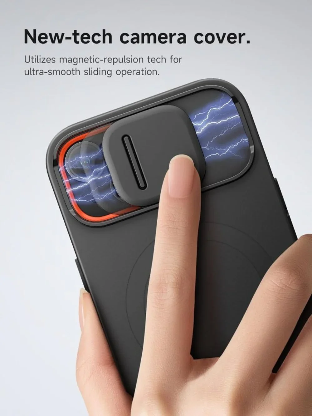 SURITCH iPhone 13/14 Case MagSafe Slide Camera Cover Kickstand Black